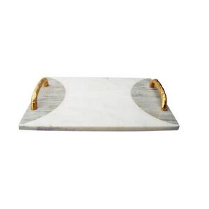 Marble Serving Tray with Gold Handles